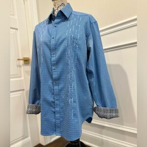 Robert Graham dressy Button Down Shirt with contrast collar and cuffs. Large.